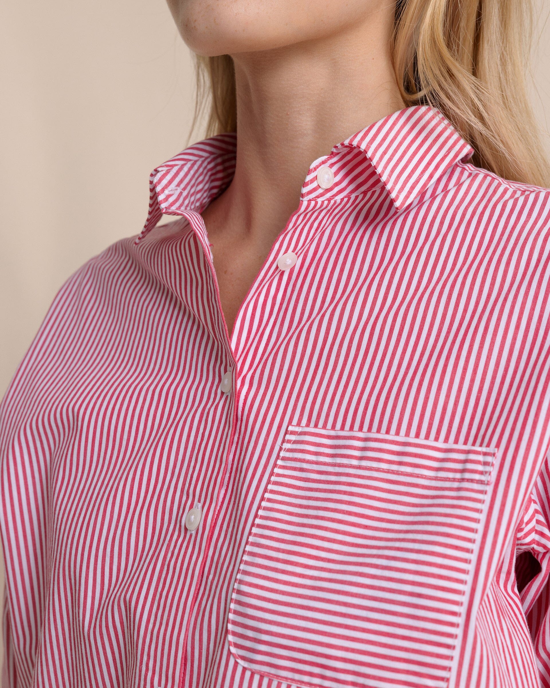 Katherine Stripe Shirt - Grenadine Red